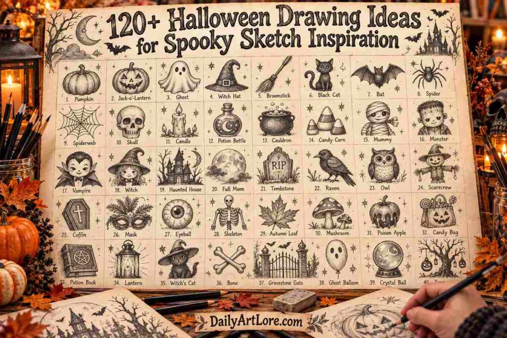120+ Halloween Drawing Ideas for Spooky Sketch Inspiration